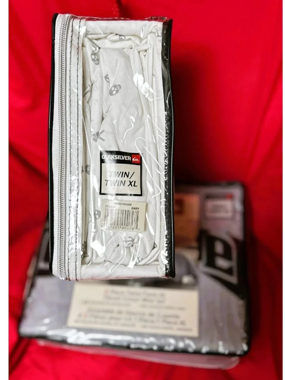 NEW~TWIN XL Comforter/Duvet Cover+Sham+sheet bed set~QuikSilver white gray 5pc